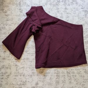 Club Monaco One Shoulder Top Burgundy Large